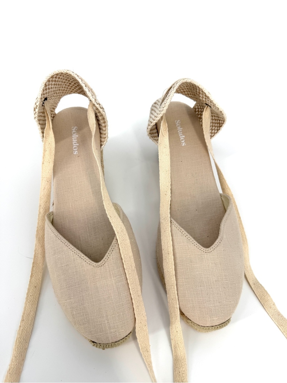 Soludos Lyon Ankle Wrap Espadrille LA Concha Ivory Women’s 9.5 Coastal Boho - Picture 3 of 8